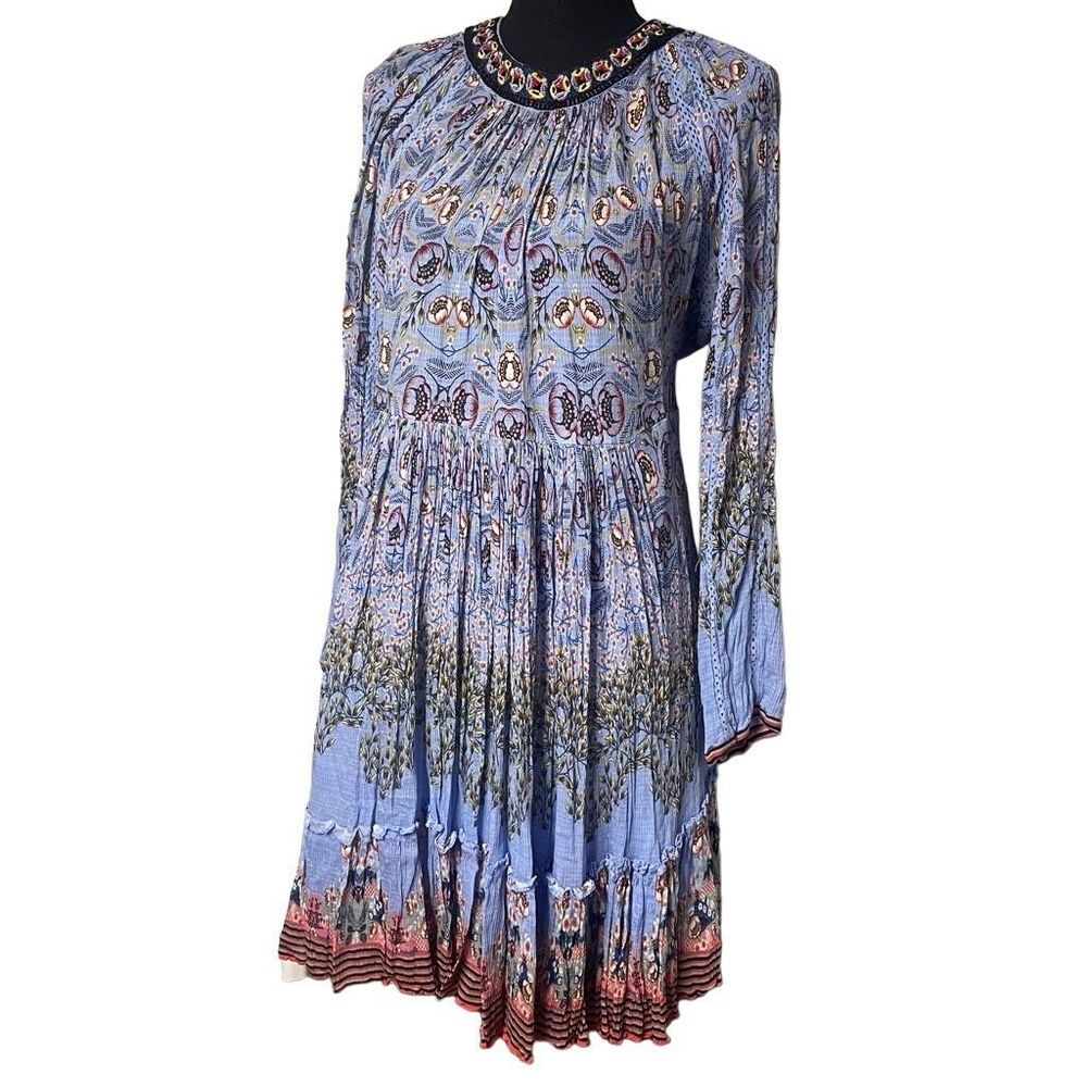 Bhanuni Blue Floral Crinkle Dress
